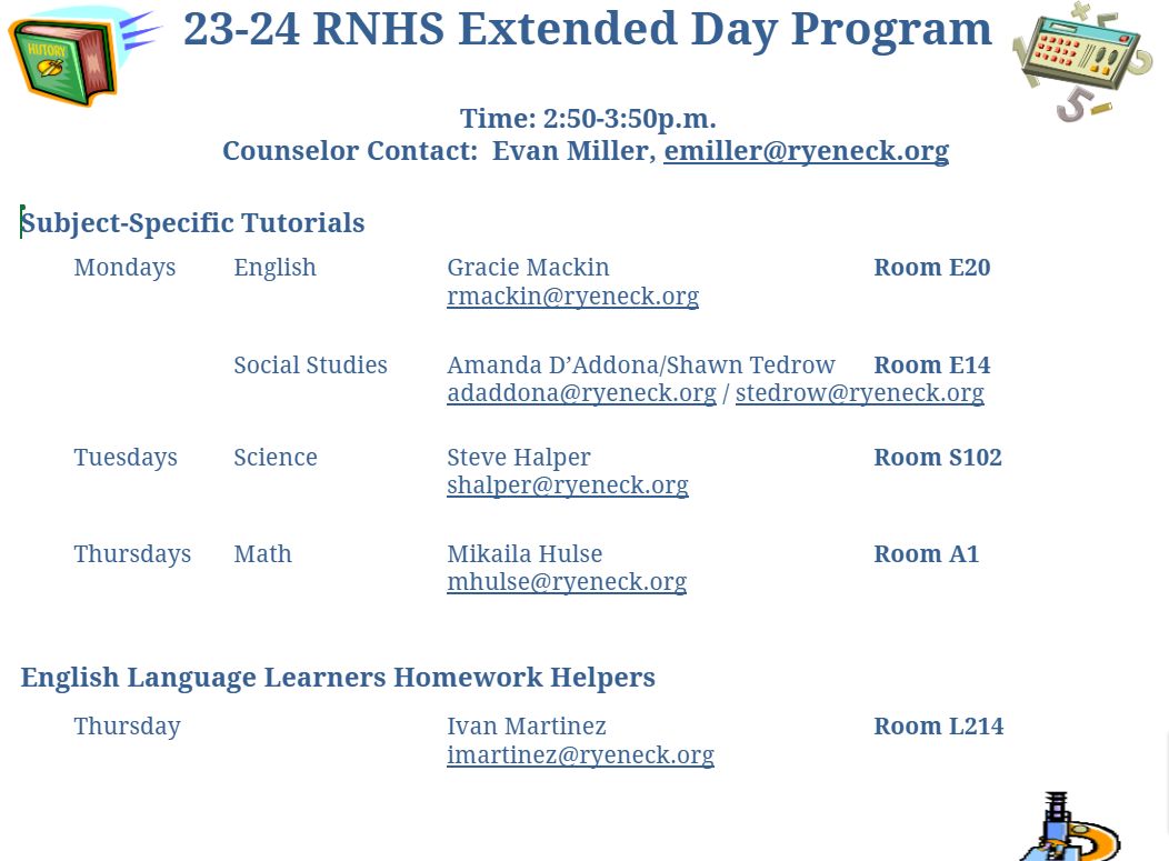 schedule of extended day programs