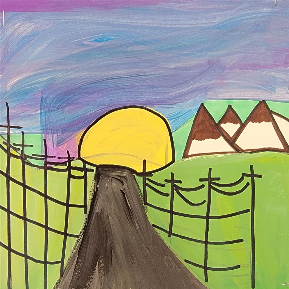 6th Grade Landscape Paintings inspired by Grant Haffner